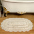 Chardin Home Ivory Crochet Bathrug, 100% Cotton Oval Bathmat with Handcrafted Crochet Border, 21x34 Inch