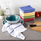 Kitchen Dish Set of 16 - 100% Cotton Wash Cloths, Waffle Weave in 4 Colors for Cleaning by BH