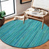 THE BEER VALLEY Hand Woven Area Rug - 4' Round Teal, Farmhouse Green Rugs for Bedroom, Bathroom, Living Room