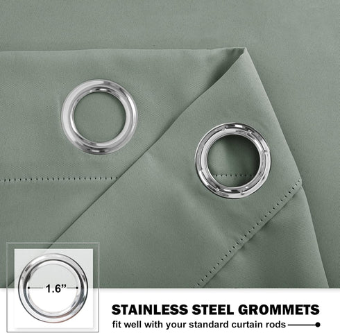 NICETOWN Blackout Tiers Valance Curtain for Kitchen, Thermal Insulated Grommet Window Tiers Short Curtain for Classroom/Office, 2 Panels, 52" Wide x 30" Long, Greyish Green by NICETOWN