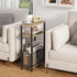 MMEOLUOOK 3 MLBZ22GR Narrow Side Table with Storage Basket Skinny End Tables for Smalls Spaces Tier Sofa Table Small