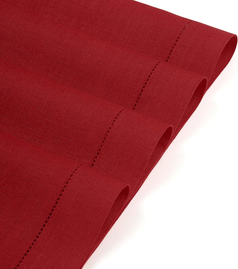D'Moksha Homes Red Linen Placemats, Set of 4 Classic Hemstitch 14 x 19 Inch, 100% Pure Linen Table Mats