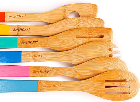 BergHOFF Bamboo 6Pc Utensil Set, Multi-Color, 12" with Hanging Loop