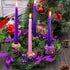 MCEAST 12 Inch Christmas Centerpiece Wreath Candle Holder with Purple Ribbon, Bowknots, Pine Cones for Home Decoration