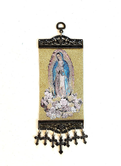 Religious Icon – Our Lady of Guadalupe - Holy Virgin Mary Wall Hanging Tapestry Art Decor - 11 x 4 inch