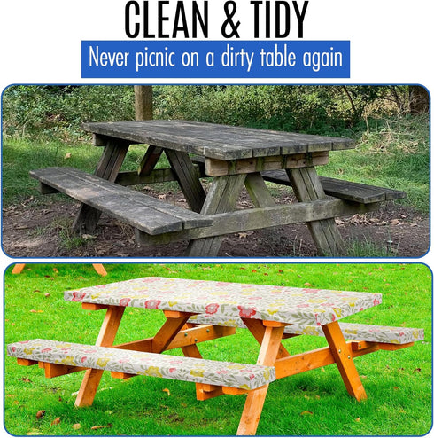 96 30(8ft) Premium Picnic Table Cover with Bench Covers Vinyl Fitted picnic table covers with Elastic RV Camping