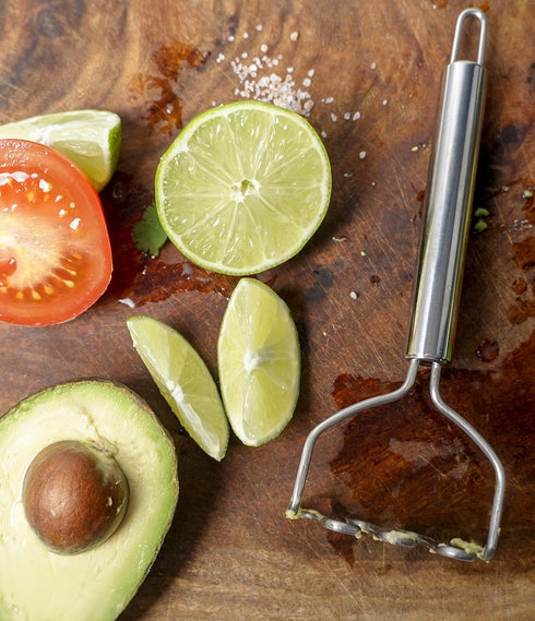RSVP International Endurance Kitchen Tool Collection, Handheld Potato & Avocado Masher, Stainless Steel