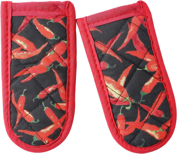 Cast Iron Skillet Handle Covers, Heat Resistant Pot Holders, Machine Washable Handle Mitts, 2 PCS (Red Pepper)