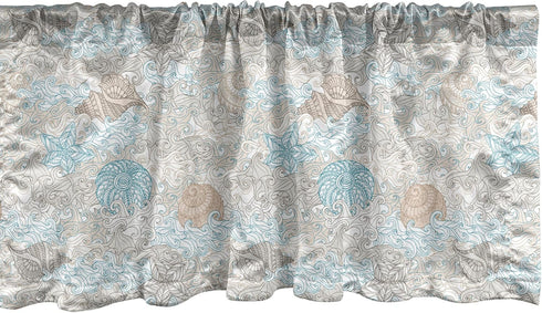 Ambesonne Nautical Window Valance, 54" X 18", Pastel Sea Shell Design for Kitchen Bedroom