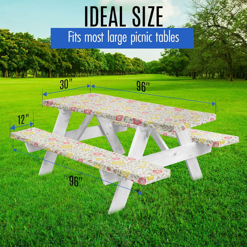 96 30(8ft) Premium Picnic Table Cover with Bench Covers Vinyl Fitted picnic table covers with Elastic RV Camping
