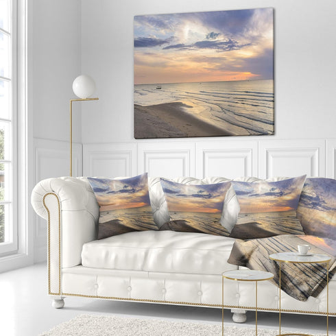 Designart Calm Sunset in Thailand Beach' Landscape Printed Throw Cushion Pillow Cover for Living Room, Sofa 18" x 18" by Designart