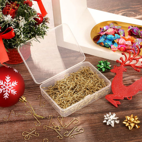 Tatuo 400 Pieces Christmas Ornament Hooks with Storage Box for Tree Decoration (Gold)