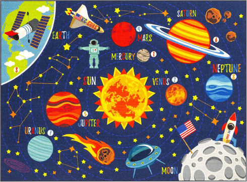KC Cubs 3x5 Outer Space Solar System Toy Car Road Rug Educational