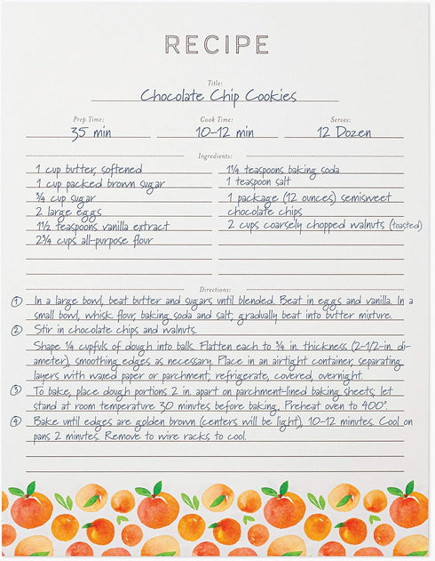 Jot & Mark Recipe Card Paper Full Page 8.5x11 with Crystal Clear Page Protectors for 3 Ring Binder, 30 Count (Peach