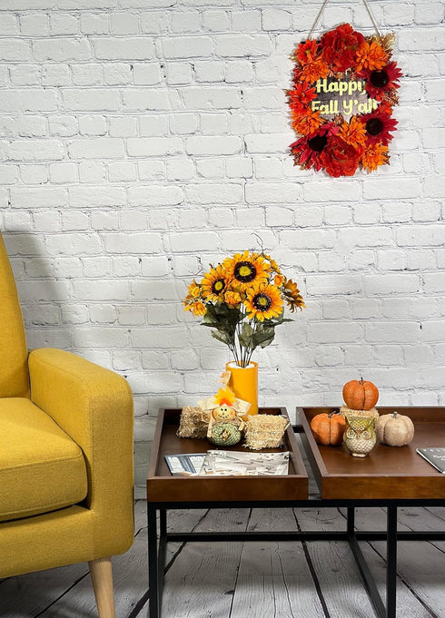 Admired By Nature Artificial Sunflower Bouquet Bush, 11 Stems Gold Sunflowers for Weddings, Home Decor, Events