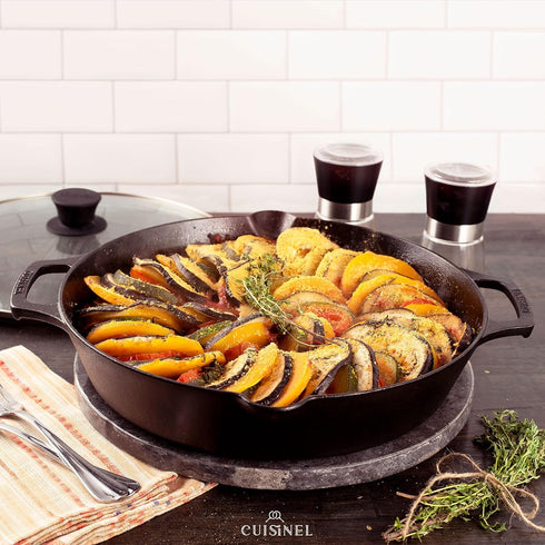 Cast Iron Skillet Set, 8"+10"+12" Frying Pans with Glass Lids and Silicone Handle Holder Covers