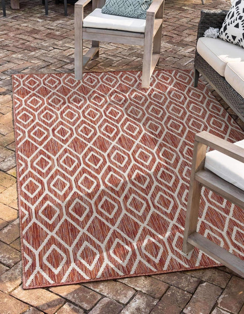 Jill Zarin Outdoor Collection Area Rug - Turks and Caicos (Rust Red/Ivory, 2' 2" x 3' Rectangle)