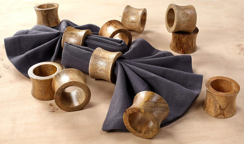 Rustic Wooden Napkin Rings Set of 12, Handmade Natural Wood Napkin Holders for Table Decor, Farmhouse Dining, Weddings