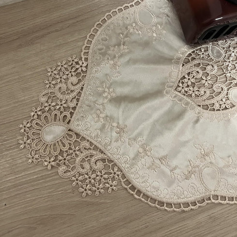 Mausouca Scarf,21 14inch Retro French Oval Doilies, Elegant Velvet Table mats, Coffee Table Tablecloth, Embroidered