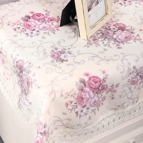 Country 24x24 inch Cotton Farmhouse Tablecloth,Flower Farmhouse Bedside Cover,Nightstand Table Cover, Style Table