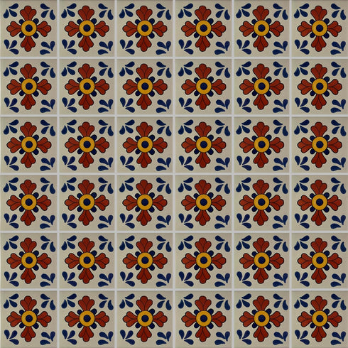 Fine Crafts Imports 3x3 Seville Talavera Mexican Tile - 16pcs Ceramic Floral, Multicolor, Water Resistant
