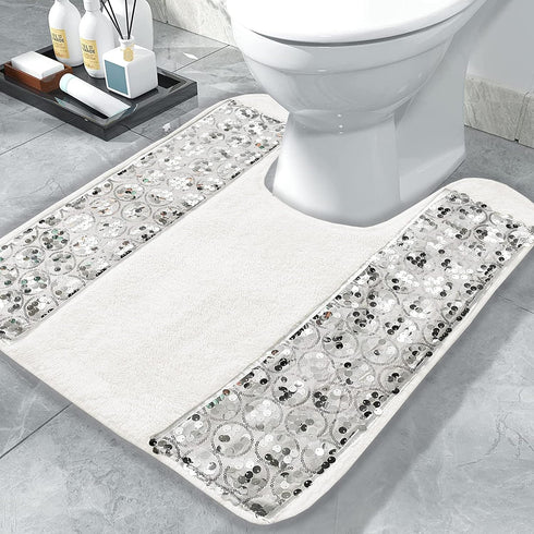 Popular Bath Sinatra Modern Contour Bath Rug - Stylish Luxury Bath Mat for Shower - Unique Design - White