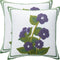 Set of 2 Embroidered Throw Pillow Covers 18x18 Inch, Purple Flower with Green Leaves for Living Room Sofa