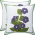 Set of 2 Embroidered Throw Pillow Covers 18x18 Inch, Purple Flower with Green Leaves for Living Room Sofa