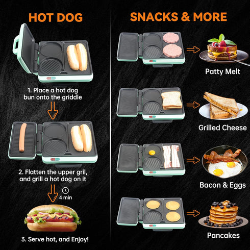 Baker's Friend Breakfast Sandwich Maker, Nonstick Electric Griddle & Grill Combo, 3 in 1 Breakfast Station