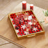 Christmas Gold Serving Tray with Handles, Plastic Decorative Tray, Rectangular Coffee Table Tray for Ottoman, Storage
