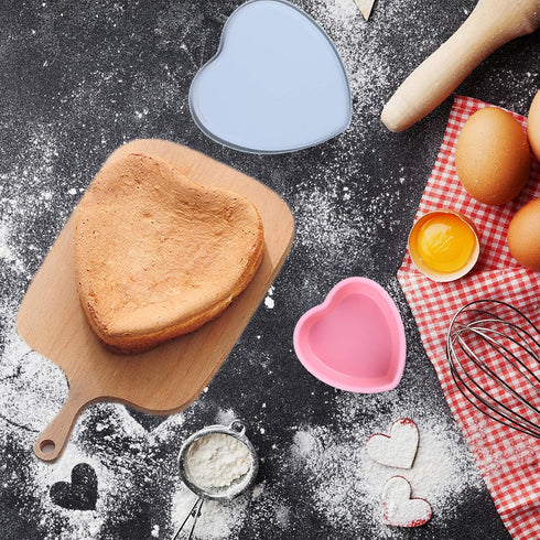 Heart Shaped Cake Pans 3pcs, Silicone Molds Heart Baking Pans, 5" 8" 10" Heart Cake Mold Non-Stick Cake Pan Set for Cheese Cake and Brownie Cake for Valentine's Day by Rhoxshy