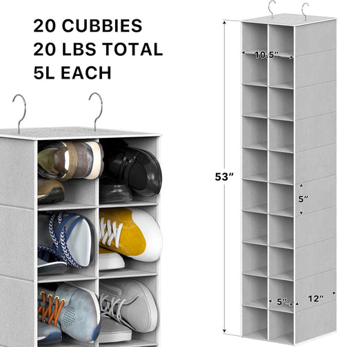 20 Closet, Simple Houseware Section Shelves Hanging Shoes Organizer Holder for Gray