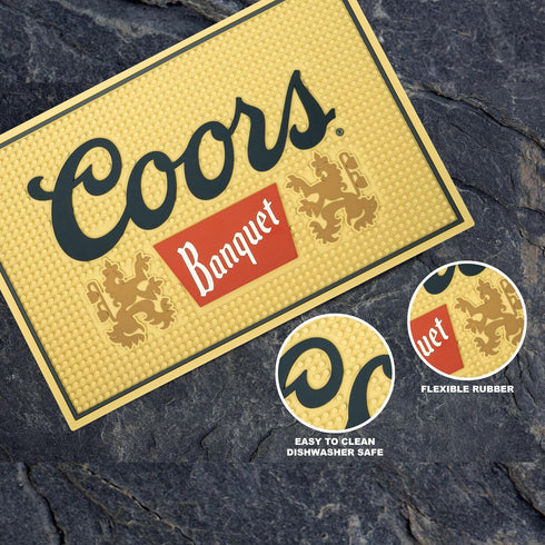 Coors Banquet Bar Mat, 18x12 inches Non-Slip Rubber Backing for Countertop Home Bar, Coffee Maker, Pet Bowl