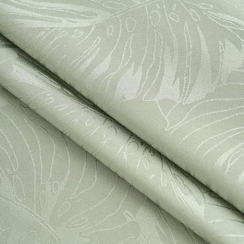 15.7x35.4 Inch Rectangular Tablecloth Green Leaves Pattern with Fringe Edge Waterproof Washable Jacquard Fabric Long