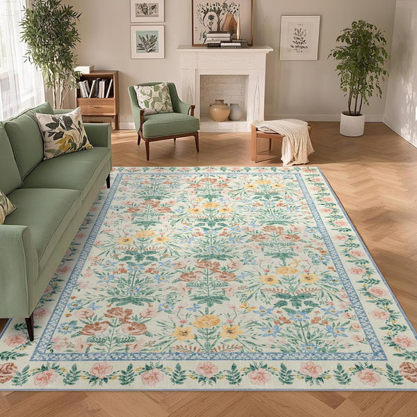 Boho 5x7 Area Rugs: Floral Washable Rugs for Living Room Bedroom Nursery