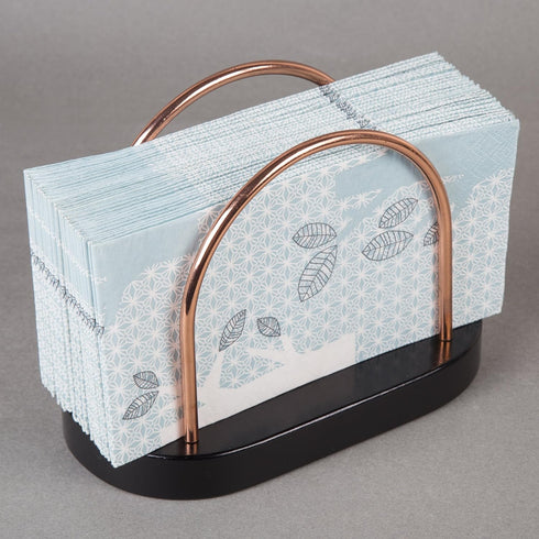 Wood Napkin Holder for Tabletop, Chestnut Wood with Black Copper Wire, Tissue Paper Dispenser