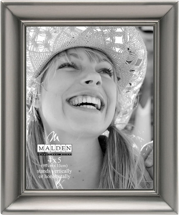 Malden International Designs Concourse Pewter Metal Picture Frame, 4x5, Silver - 192-45