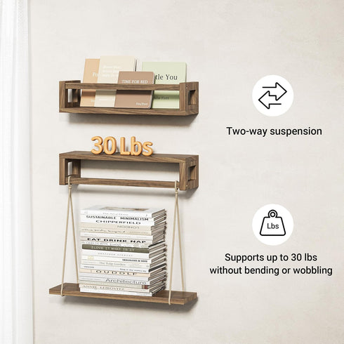 TidyCorner Upgraded Thick Floating Shelves, Solid Wood Bookshelf for Wall, Floating Book Shelves Use as Wall Shelves