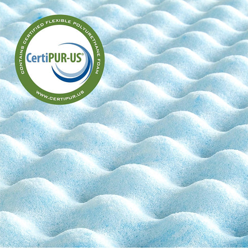 ZINUS 1.5 Inch Swirl Gel Cooling Memory Foam Mattress Topper, CertiPUR-US Certified, Full Size, Light Blue