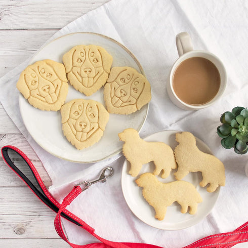 Set of 2 Bernese Mountain Dog Cookie Cutters, Face and Silhouette Designs, 2 Pieces - Bakerlogy