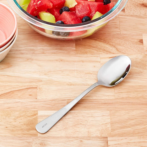 Mercer Culinary 18-8 Stainless Steel Plating Solid Spoon, 7-7/8 Inch, Silver
