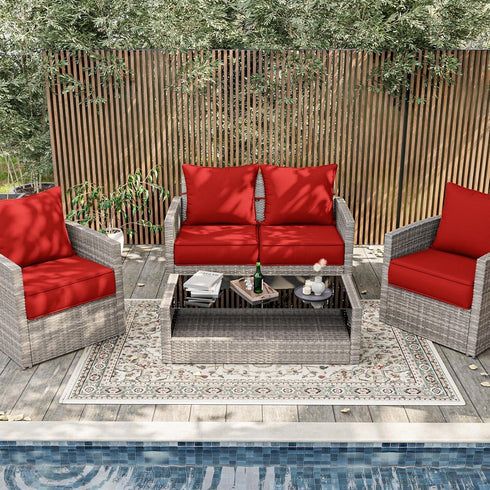 Set 19 19 4 Inch Set Outdoor Patio Chair Cushions L X W X H Waterproof & Fade Resistant Deep Seat and Back Cushions