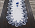 Linens, Art and Things White Navy Blue Jacquard Peacock Tail Lace Dresser Scarf Table Runner (16Wx35L)