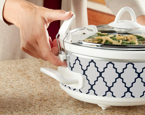 Crock-Pot Small 2.5 Quart Casserole Slow Cooker, White/Blue, Durable and Compact for Quick Meals