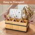 PTSTING Wood Silverware Caddy, Utensil Holder, Paper Plate Dispenser, Cutlery Organizer Box