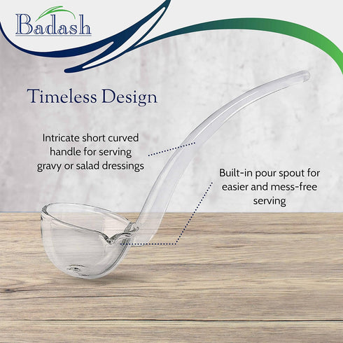 Badash 6" Small Glass Gravy Ladle, Artisan Quality Mouth-Blown Lead-Free Crystal, Clear Serving Utensil