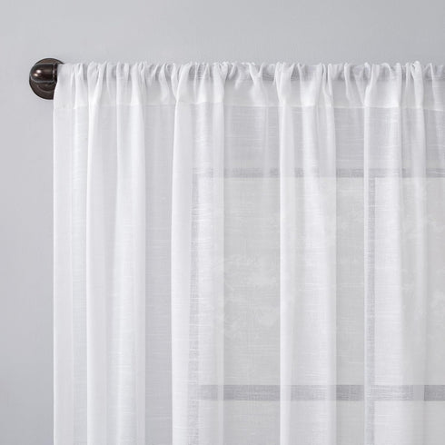 Archaeo Slub Textured Linen Blend Curtain, 52" x 84", White for Home Decor