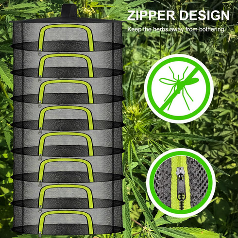8 Food(8 Layers-23.62'') Layer Herb Drying Rack, Herb Drying Rack Hanging Mesh, Foldable Grass Drying Rack