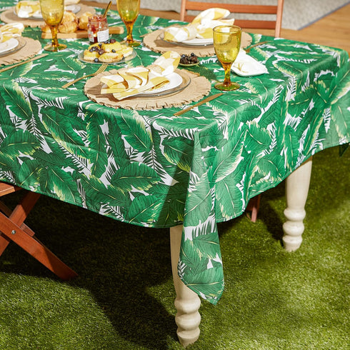DII Outdoor Tabletop Collection, 60" Round, Stain Resistant & Waterproof, Banana Leaf