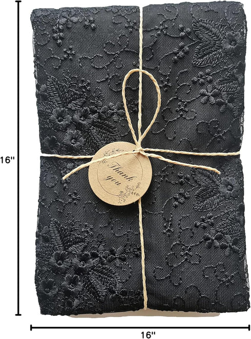 Insparkle Living 16 72 Inches Black Lace Table Runner x - Embroidered Doilies for End Table, Coffee Table, Buffet